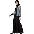 Dual colored front open abaya- Black-Grey Dual colored front open abaya- Black-Grey